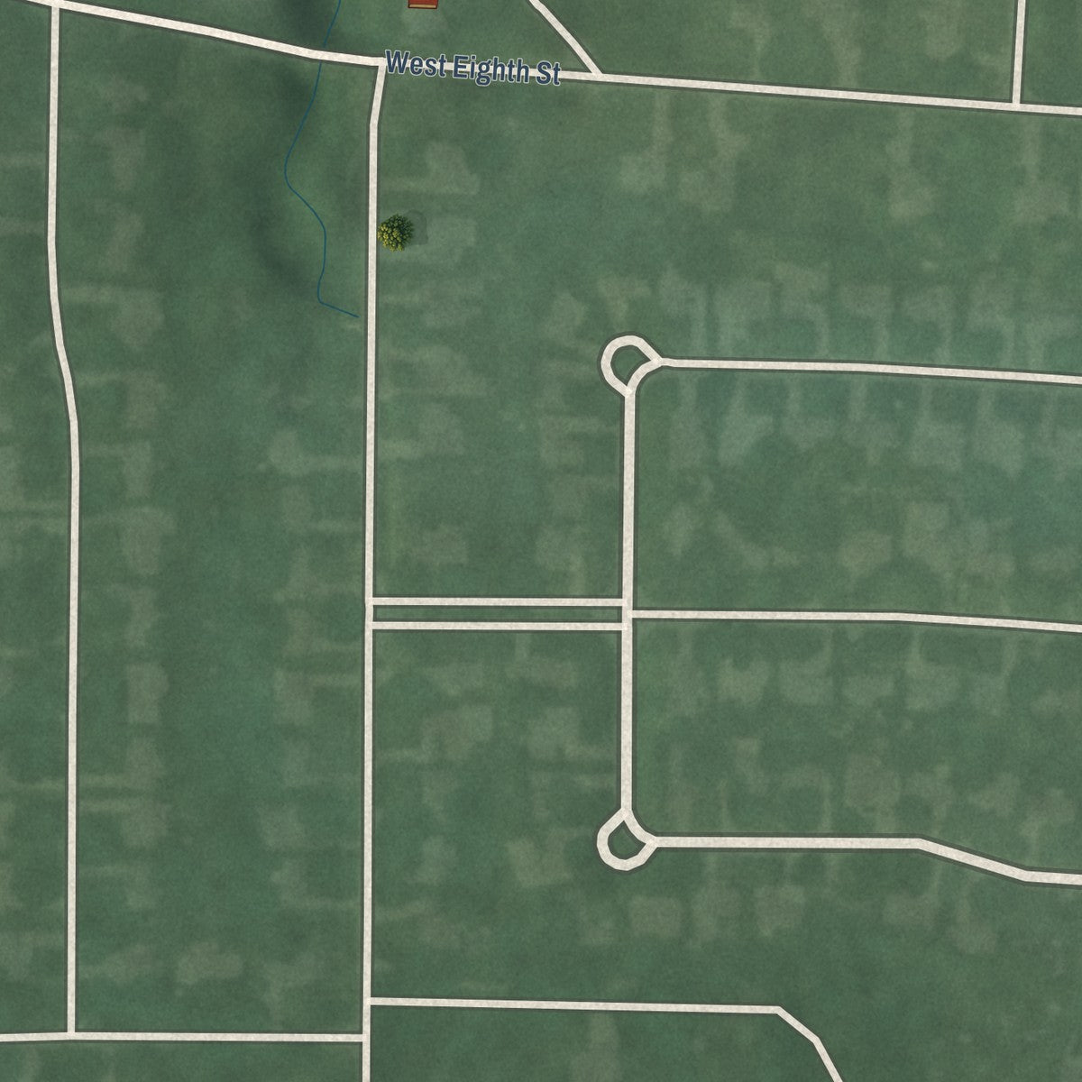 Second close-up of the map of River Forest, Indiana print showing more streets and buildings