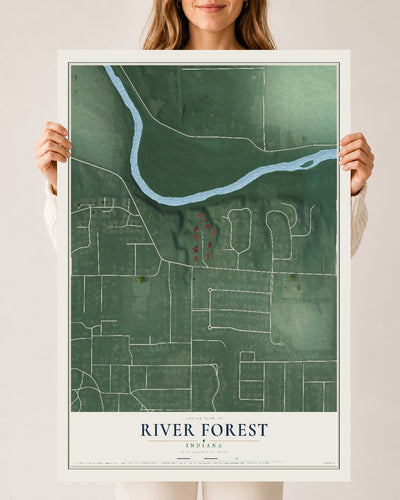 Map of River Forest, Indiana, 24 x 36 inch unframed archival matte print