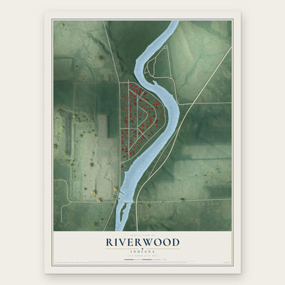 Riverwood, Indiana map print, the full design