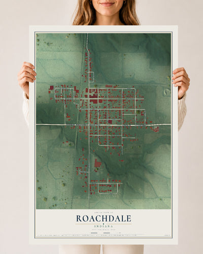 Map of Roachdale, Indiana, 24 x 36 inch unframed archival matte print