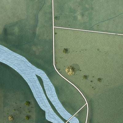 Second close-up of the map of Roann, Indiana print showing more streets and buildings