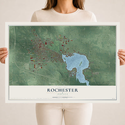 Map of Rochester, Indiana, 18 x 24 inch unframed archival matte print