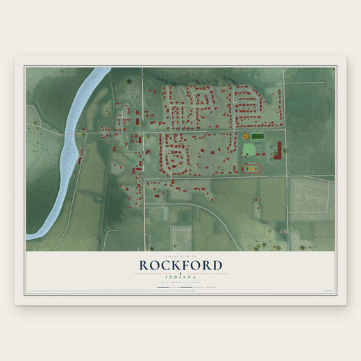Rockford, Indiana map print, the full design