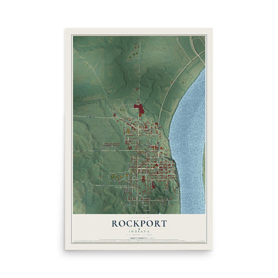 Map of Rockport, Indiana, 12 x 18 inch unframed archival matte print