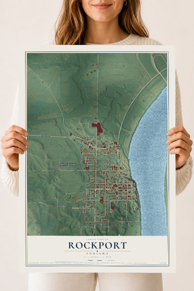 Map of Rockport, Indiana, 18 x 24 inch unframed archival matte print