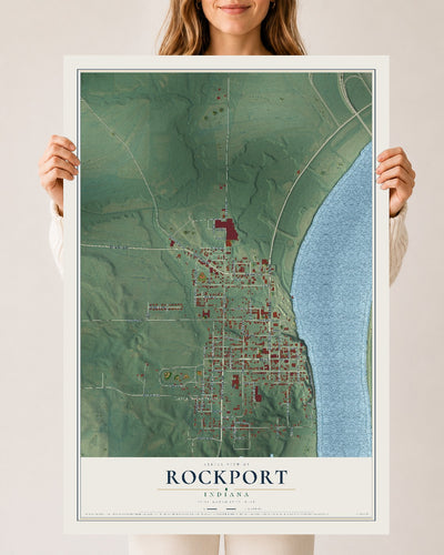 Map of Rockport, Indiana, 24 x 36 inch unframed archival matte print