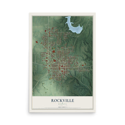Map of Rockville, Indiana, 12 x 18 inch unframed archival matte print
