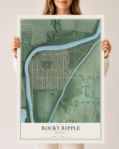 Map of Rocky Ripple, Indiana, 24 x 36 inch unframed archival matte print
