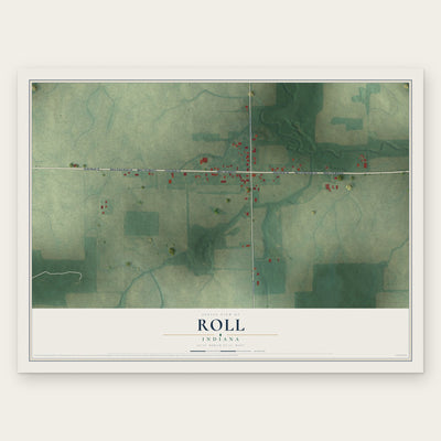 Roll, Indiana map print, the full design