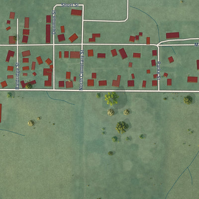 Second close-up of the map of Rosedale, Indiana print showing more streets and buildings