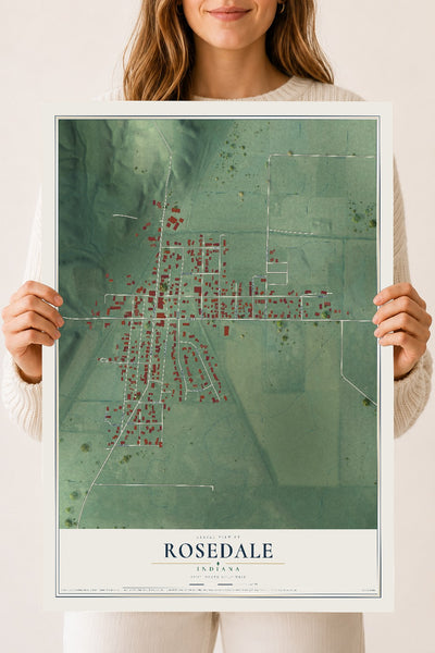 Map of Rosedale, Indiana, 18 x 24 inch unframed archival matte print
