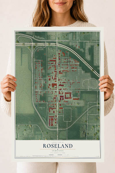 Map of Roseland, Indiana, 18 x 24 inch unframed archival matte print