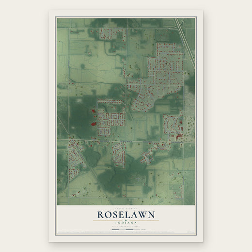 Roselawn, Indiana map print, the full design