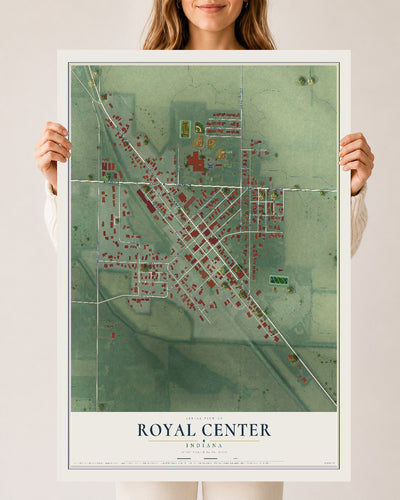 Map of Royal Center, Indiana, 24 x 36 inch unframed archival matte print