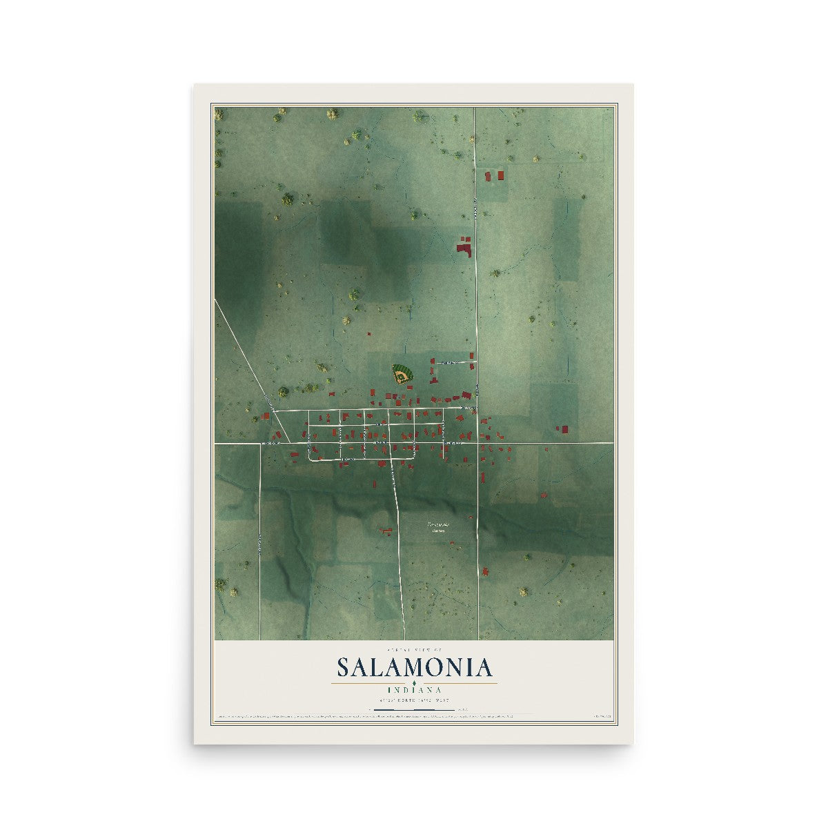 Map of Salamonia, Indiana, 12 x 18 inch unframed archival matte print