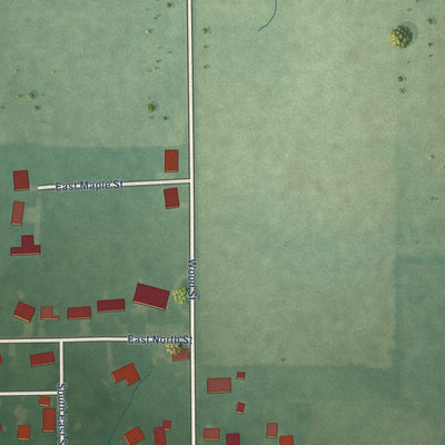 Second close-up of the map of Salamonia, Indiana print showing more streets and buildings
