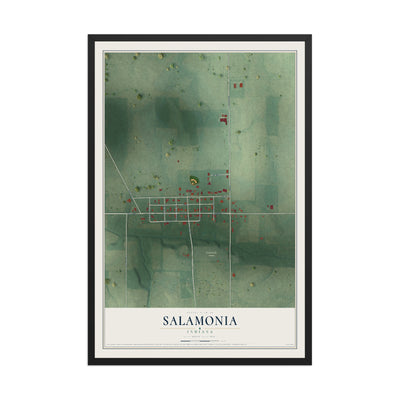 Map of Salamonia, Indiana, 12 x 18 inch print in a black wood frame