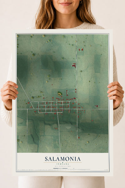 Map of Salamonia, Indiana, 18 x 24 inch unframed archival matte print