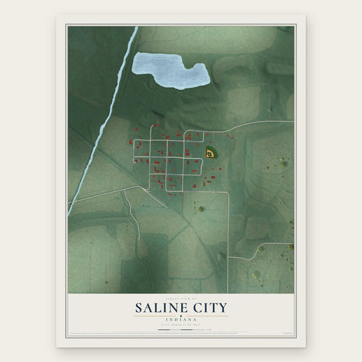 Saline City, Indiana map print, the full design