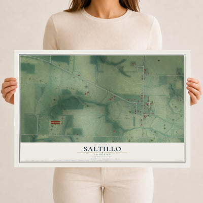Map of Saltillo, Indiana, 12 x 18 inch unframed archival matte print