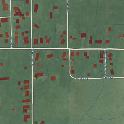 Second close-up of the map of Sandborn, Indiana print showing more streets and buildings