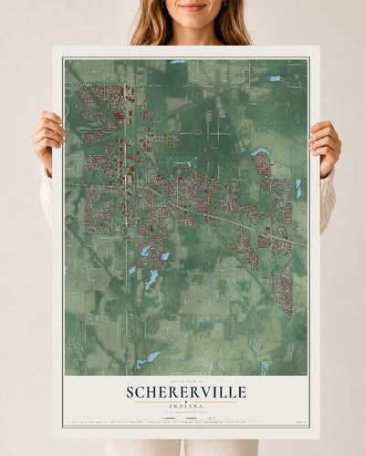 Map of Schererville, Indiana, 24 x 36 inch unframed archival matte print