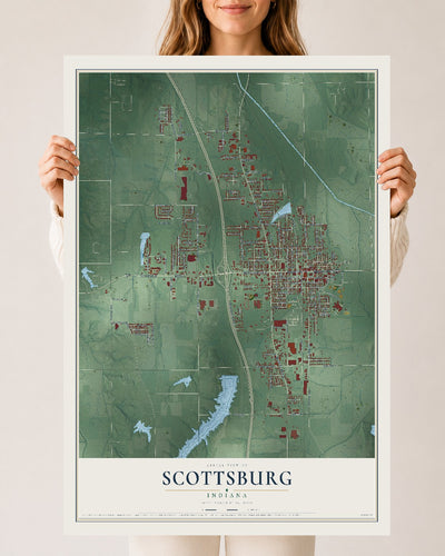 Map of Scottsburg, Indiana, 24 x 36 inch unframed archival matte print