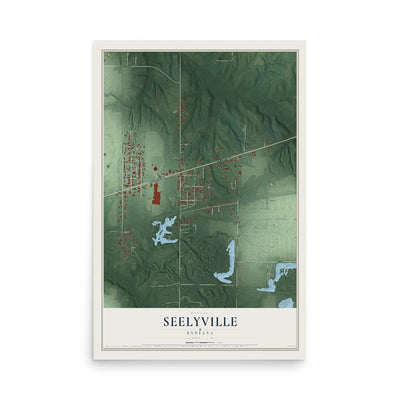 Map of Seelyville, Indiana, 12 x 18 inch unframed archival matte print