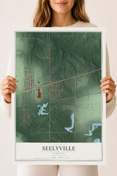 Map of Seelyville, Indiana, 18 x 24 inch unframed archival matte print