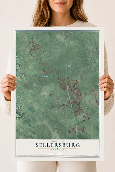 Map of Sellersburg, Indiana, 18 x 24 inch unframed archival matte print