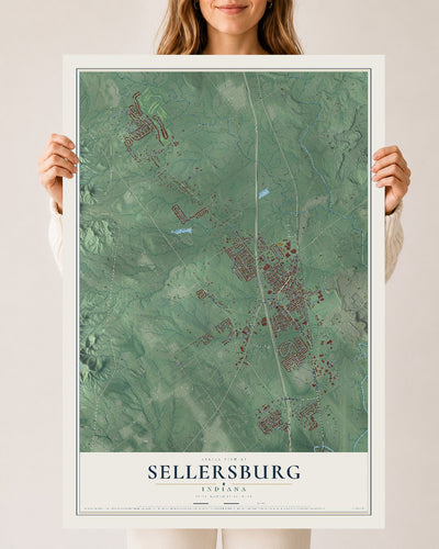 Map of Sellersburg, Indiana, 24 x 36 inch unframed archival matte print