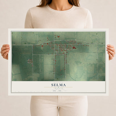 Map of Selma, Indiana, 12 x 18 inch unframed archival matte print