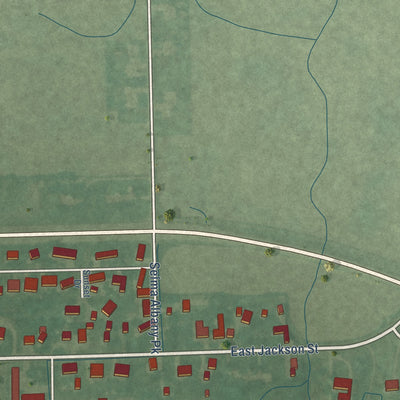 Second close-up of the map of Selma, Indiana print showing more streets and buildings