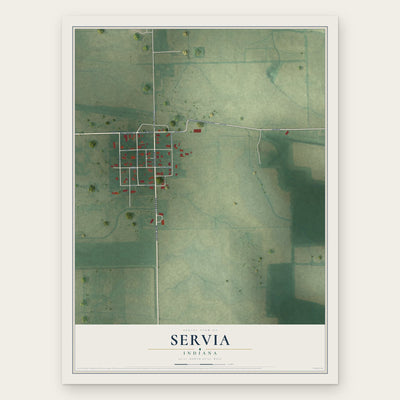 Servia, Indiana map print, the full design