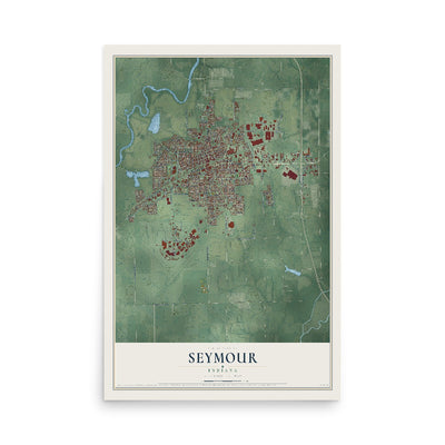 Map of Seymour, Indiana, 12 x 18 inch unframed archival matte print