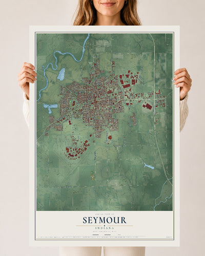 Map of Seymour, Indiana, 24 x 36 inch unframed archival matte print