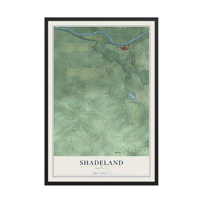 Map of Shadeland, Indiana, 12 x 18 inch print in a black wood frame