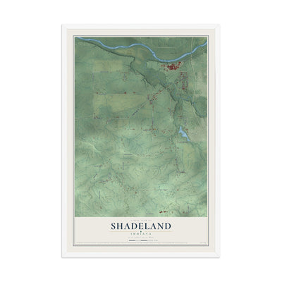 Map of Shadeland, Indiana, 12 x 18 inch print in a white wood frame