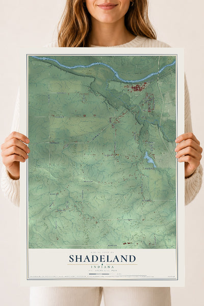 Map of Shadeland, Indiana, 18 x 24 inch unframed archival matte print
