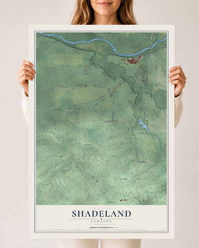 Map of Shadeland, Indiana, 24 x 36 inch unframed archival matte print