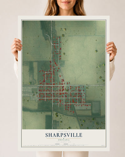 Map of Sharpsville, Indiana, 24 x 36 inch unframed archival matte print