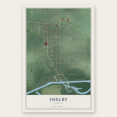 Shelby, Indiana map print, the full design