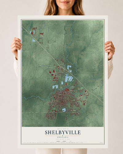 Map of Shelbyville, Indiana, 24 x 36 inch unframed archival matte print