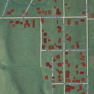 Close-up of the map of Shepardsville, Indiana print showing street and building detail