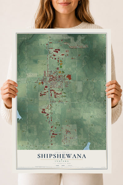 Map of Shipshewana, Indiana, 18 x 24 inch unframed archival matte print