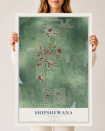 Map of Shipshewana, Indiana, 24 x 36 inch unframed archival matte print