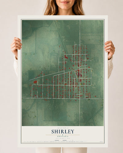 Map of Shirley, Indiana, 24 x 36 inch unframed archival matte print