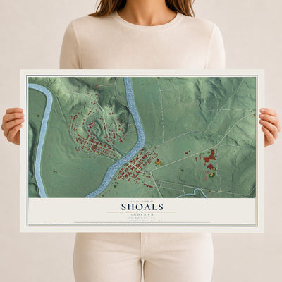 Map of Shoals, Indiana, 12 x 18 inch unframed archival matte print