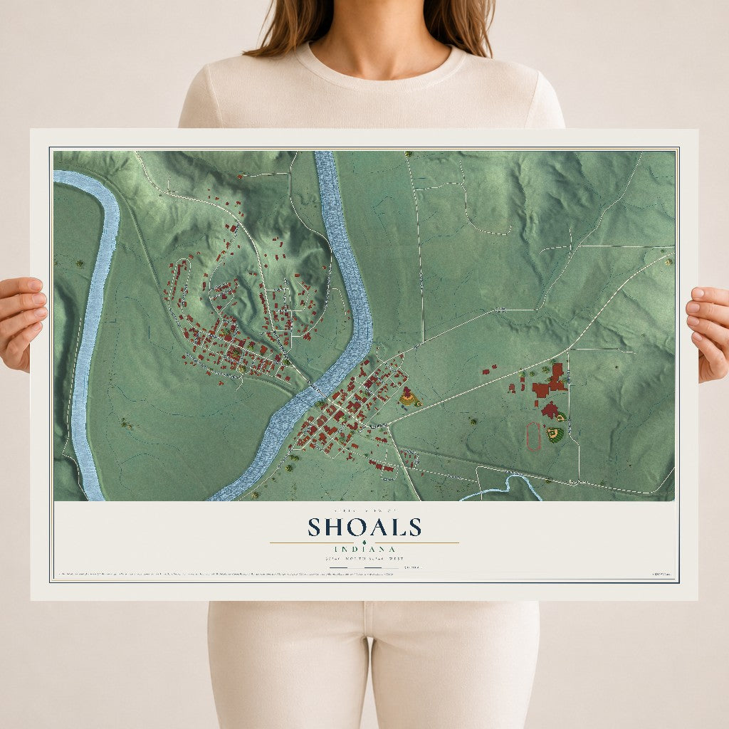 Map of Shoals, Indiana, 18 x 24 inch unframed archival matte print