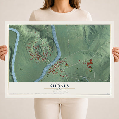 Map of Shoals, Indiana, 18 x 24 inch unframed archival matte print